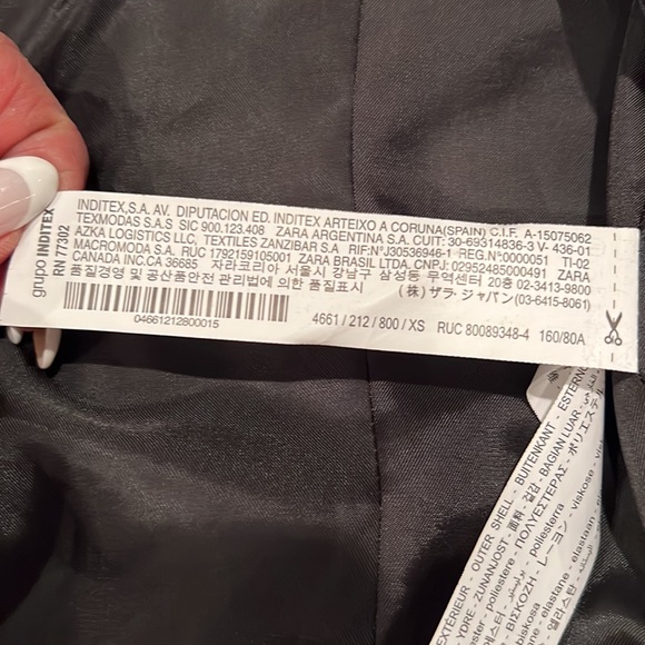 ZARA Cropped Black Double Breasted Blazer Jacket With Puffed Sleeves EUC - Picture 8 of 9